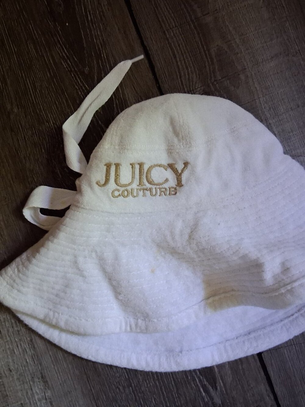 Y2K Juicy Couture White Terry Floppy Hat OS